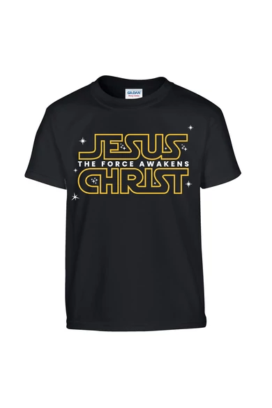 Gyermek unisex fekete póló, "The Force Awakens" mintával