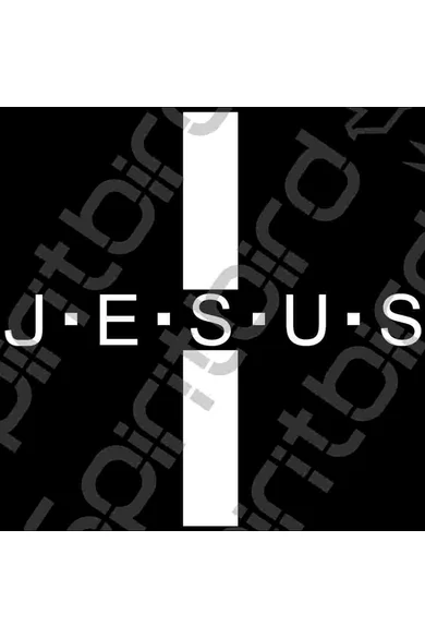 Férfi fekete kapucnis pulóver, "Egyenlőszárú kereszt Jesus szárral" mintával