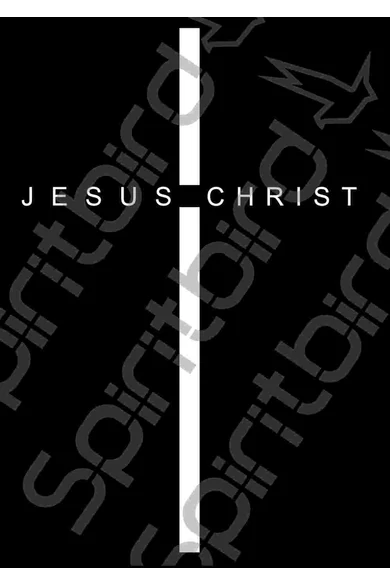 Férfi rövid ujjú, fekete póló, "Kereszt, Jesus Christ szárral" mintával