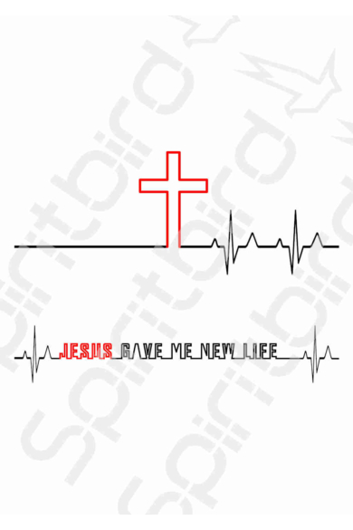 Férfi rövid ujjú fehér póló, "Jesus Gave Me New Life" mintával