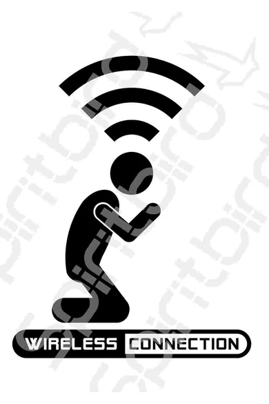 Férfi rövid ujjú fehér póló, "Wifi" mintával