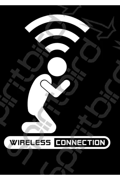 Női rövid ujjú fekete póló, "Wifi" mintával