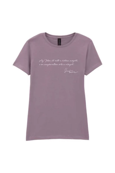 Női, paragon színű póló, "József Attila versidézet" mintával