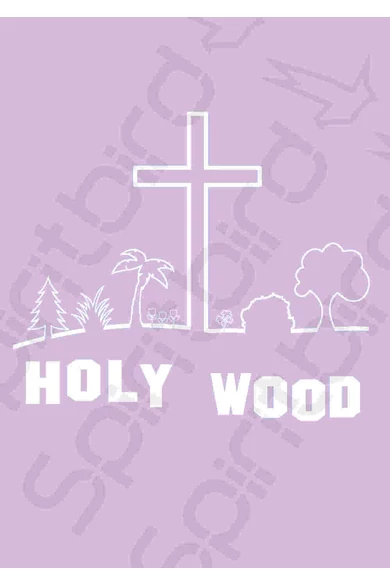 Női rövid ujjú rózsaszín póló, "Holy Wood" mintával