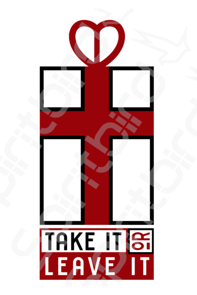 Női rövid ujjú fehér póló, "Take It or Leave It" mintával